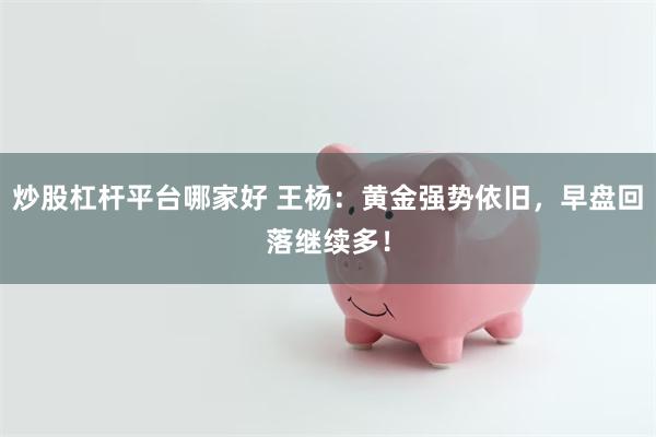 炒股杠杆平台哪家好 王杨：黄金强势依旧，早盘回落继续多！